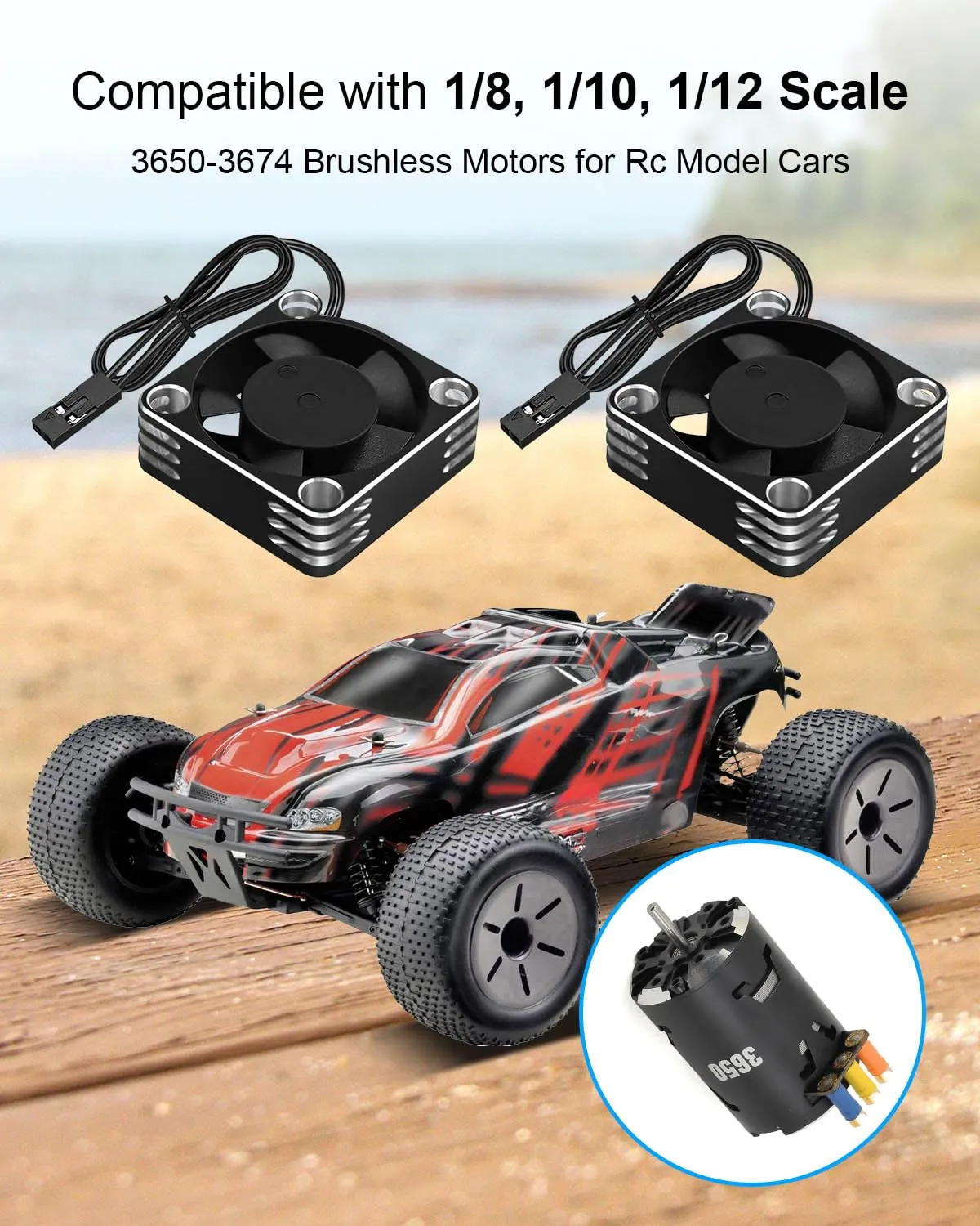 2PCS 35mm 21000RPM RC Motor Cooling Fan for 1/8 and 1/10 Scale RC Cars, Aluminum ESC Cooling Fans for 3650 3660 540 550 Brushless Motor (Black Silver)