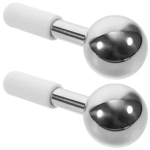 2pcs Ice Hockey Beauty Ice Globes Facial Ice Globes Beauty Massage Globes Cooling Stainless Steel Face Globes Facial Ice Massager Ice Globes for Facials White