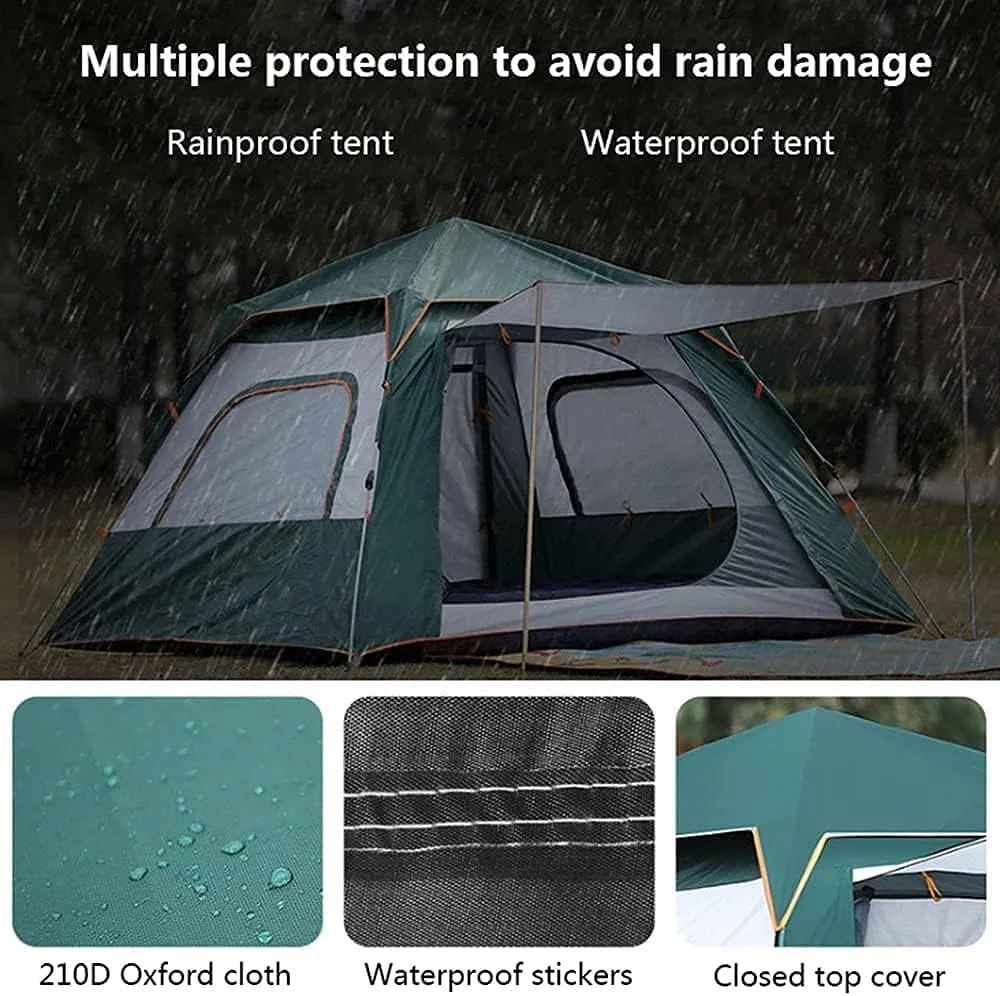 3-4 People Camping Tent Backpack Tent Hexagon Waterproof Dome Automatic Pop-Up Outdoor Sports Tent Camping Awning 215 × 200 × 135Cm