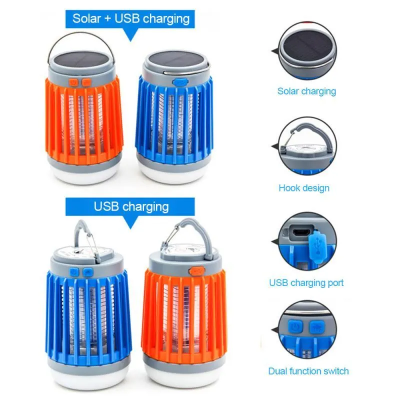 3-In-1 LED Solar Power Mosquito Killer Lamp Protable Camping Outdoor Repellent Light