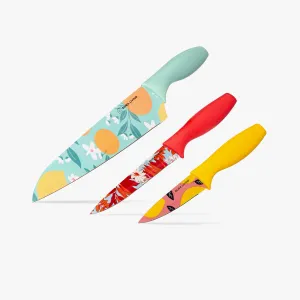3-Piece Printed Kitchen Knife Set-Multi Color by Dura Living