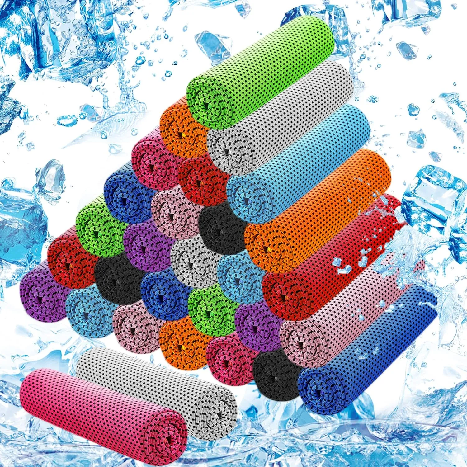 30Pack Cooling Towels for Neck and Face (40"x12"), Ice Microfiber Cooling Towels Bulk for Workout Chill Sweat Towels Cooling Neck Wraps for Gym Yoga Golf Running Sport
