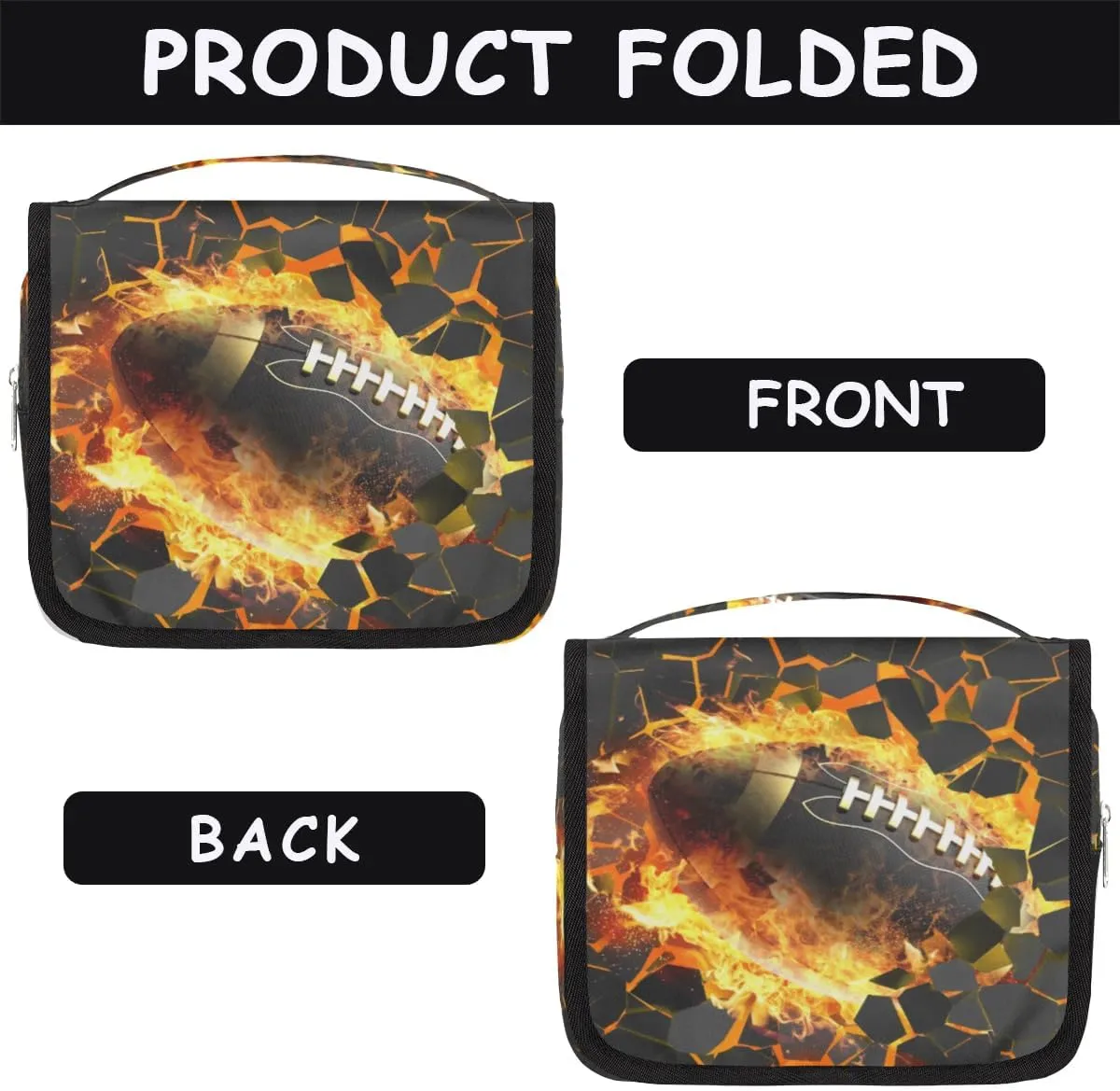 3D Football Hanging Travel Toiletry Bag for Kids, Women Cosmetic Organizer Makeup Bag Pouch Men Shaving Dopp Kit Shower Bag With Sturdy Hook