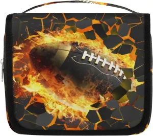 3D Football Hanging Travel Toiletry Bag for Kids, Women Cosmetic Organizer Makeup Bag Pouch Men Shaving Dopp Kit Shower Bag With Sturdy Hook