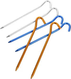 3sets Outdoor Camping Tent Stakes Alloy Tent Nails Elbow Ground Pegs Heavy Duty for Awning Canopy 6pcs*3 Random