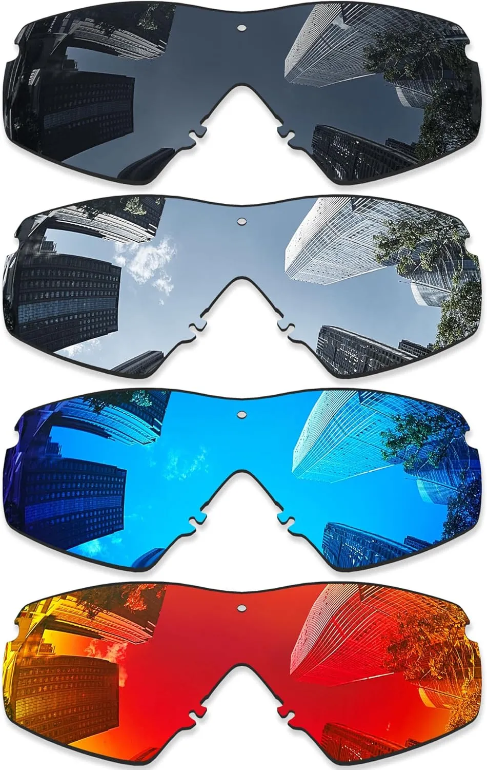 4 Pairs Ploarized Replacement Lenses for Oakley Si Ballistic M Frame 2.0/Si M Frame 2.0 OO9047 Sunglasses - Black   Silver Titanium   Ice Blue   Fire Red