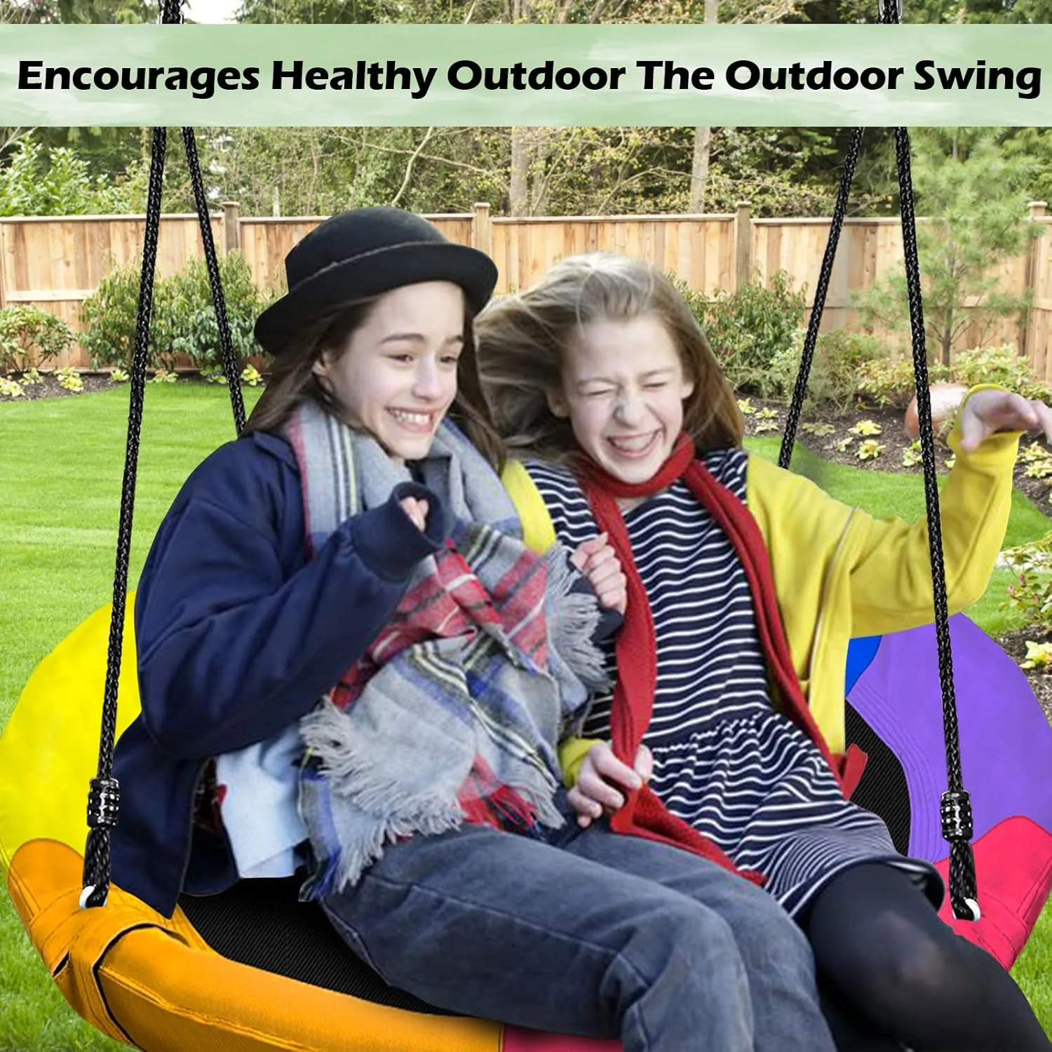 40 Inch Saucer Tree Swing Set for Kids Adults 500lb Weight Capacity Waterproof Flying Swing Seat Outdoor Playground, Backyard (Color)
