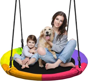 40 Inch Saucer Tree Swing Set for Kids Adults 500lb Weight Capacity Waterproof Flying Swing Seat Outdoor Playground, Backyard (Color)