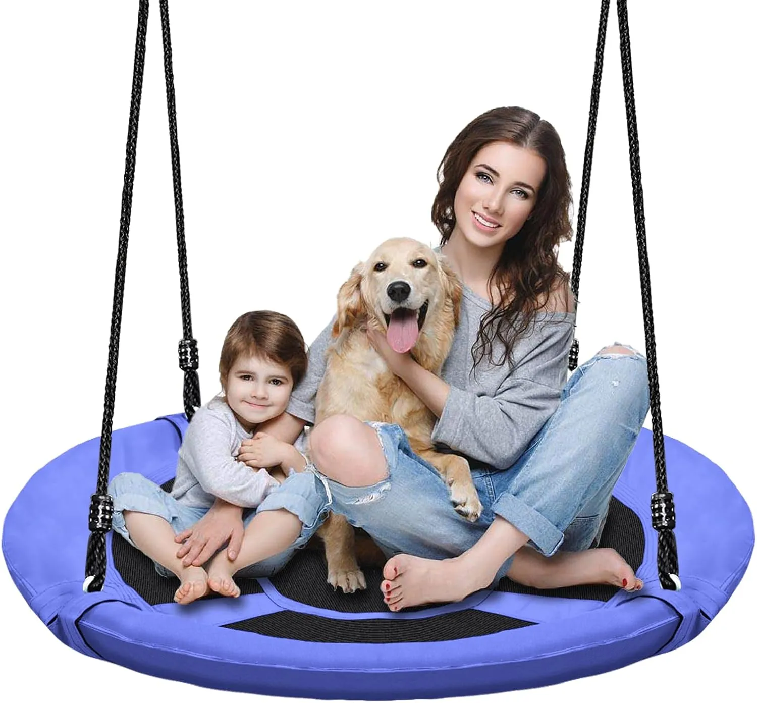 40" Saucer Tree Swing for Kids - 500Lb Weight Capacity, Waterproof Platform Swing Seat with Adjustable Ropes for Kids Playground Outdoor Activity Backyard Fun