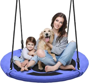 40" Saucer Tree Swing for Kids - 500Lb Weight Capacity, Waterproof Platform Swing Seat with Adjustable Ropes for Kids Playground Outdoor Activity Backyard Fun