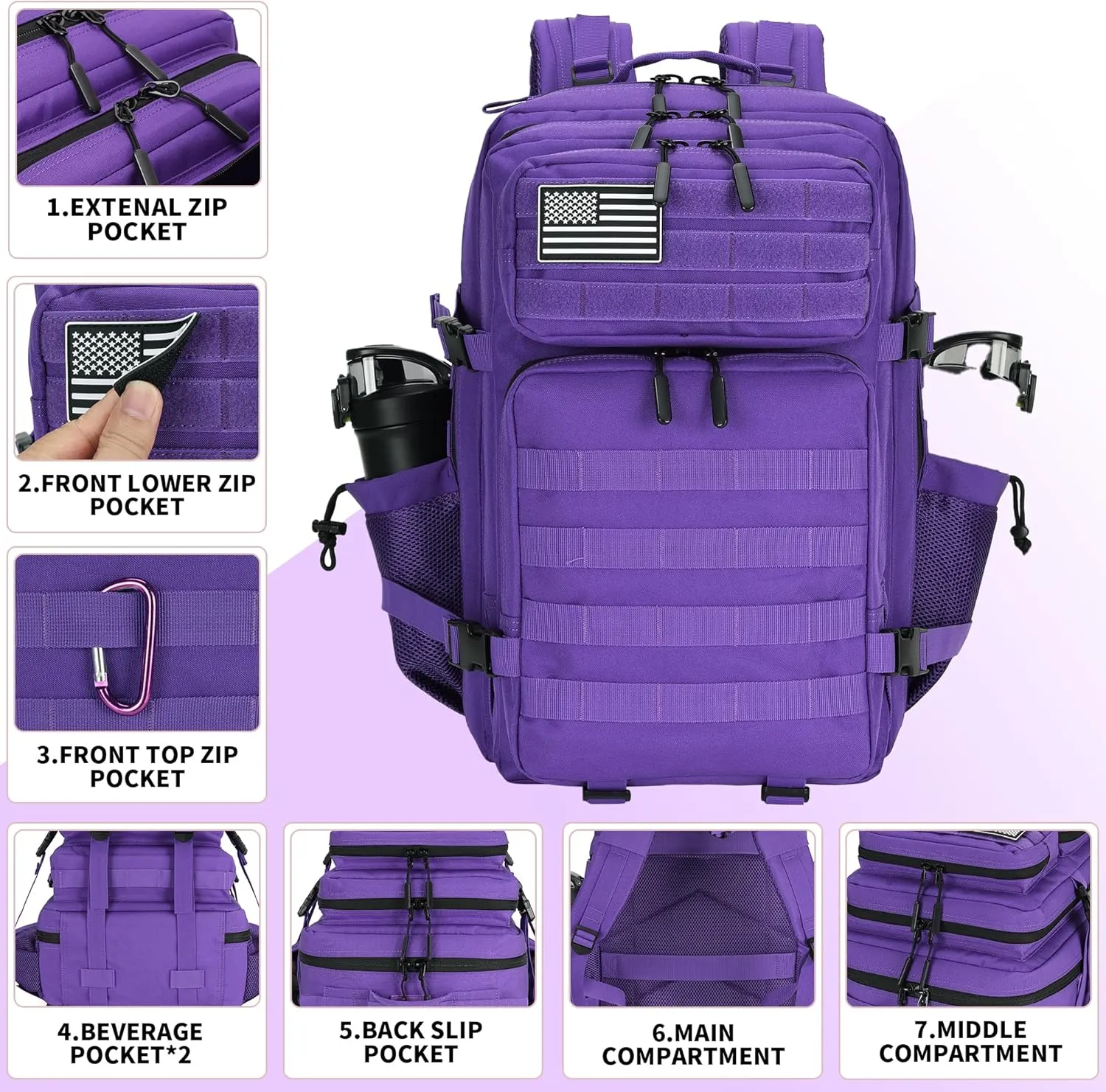 45L Military Tactical Backpack Hiking Backpacks Tactical Gear Camo Back Pack Army Molle Bag Rucksack Fitness Daypack
