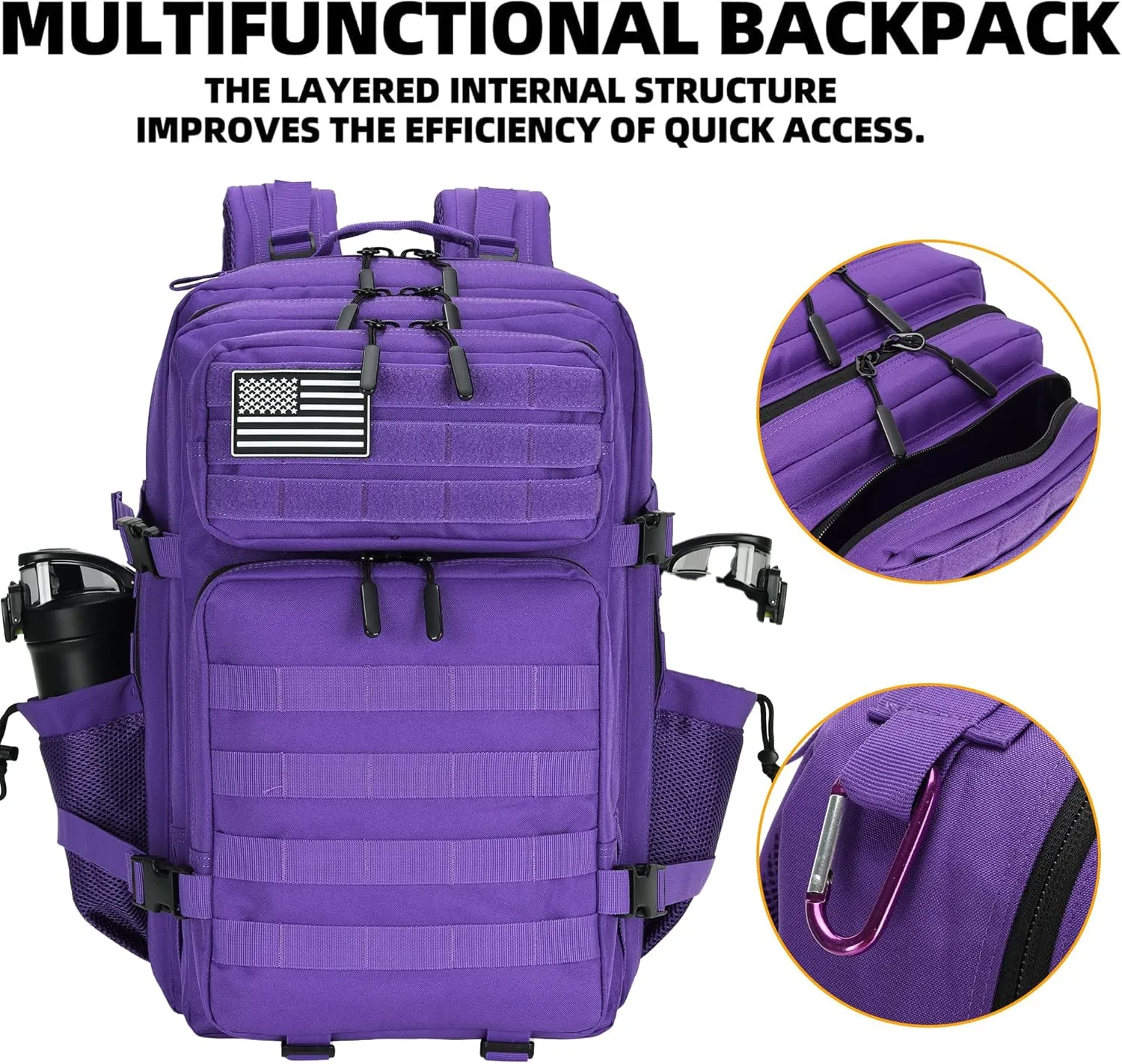 45L Military Tactical Backpack Hiking Backpacks Tactical Gear Camo Back Pack Army Molle Bag Rucksack Fitness Daypack