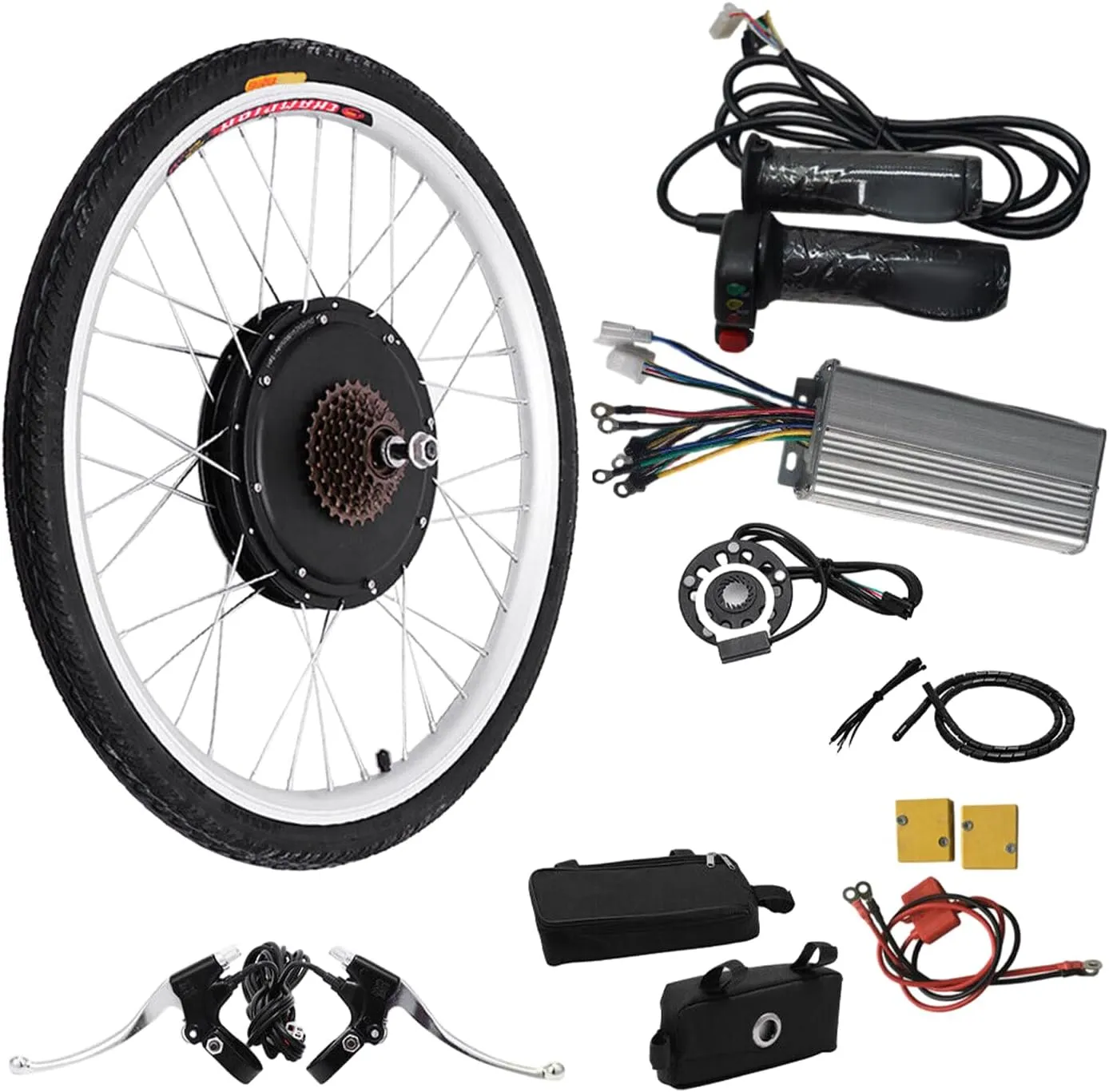 48V 1000W Waterproof Ebike Conversion Kit, 26" Rear Powerful Motor Wheel Electric Bicycle Hub Motor Kit Electric Bike Conversion Kit Twist Throttle with 5 Star