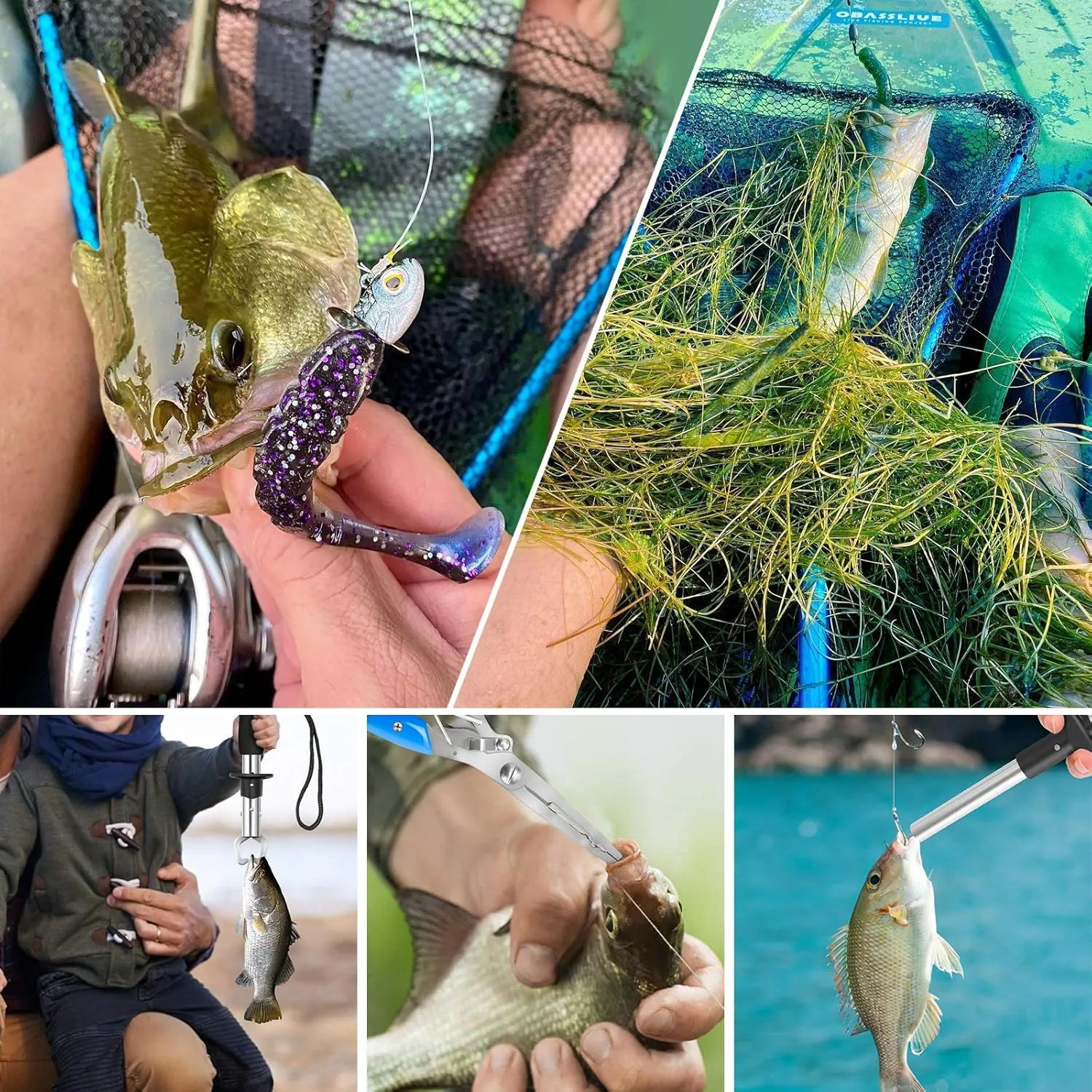 4PCS Fish Gripper Hook Remover Kit Fishing Accessories