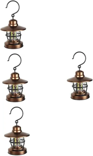 4pcs Metal Material Camping Lamp Waterproof Outdoor Lantern Solar Powered Tent Light for Garden Camping Hiking
