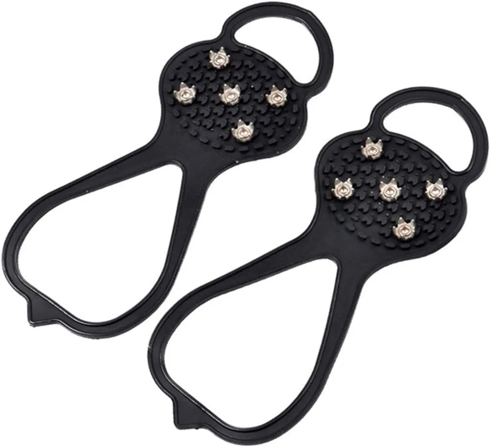 5 Teeth Ice Gripper for Shoes Women Men Crampons Ice Gripper Spike Grips Cleats for Snow Studs Non-Slip Climbing Hiking Covers Ice Grips for Shoes