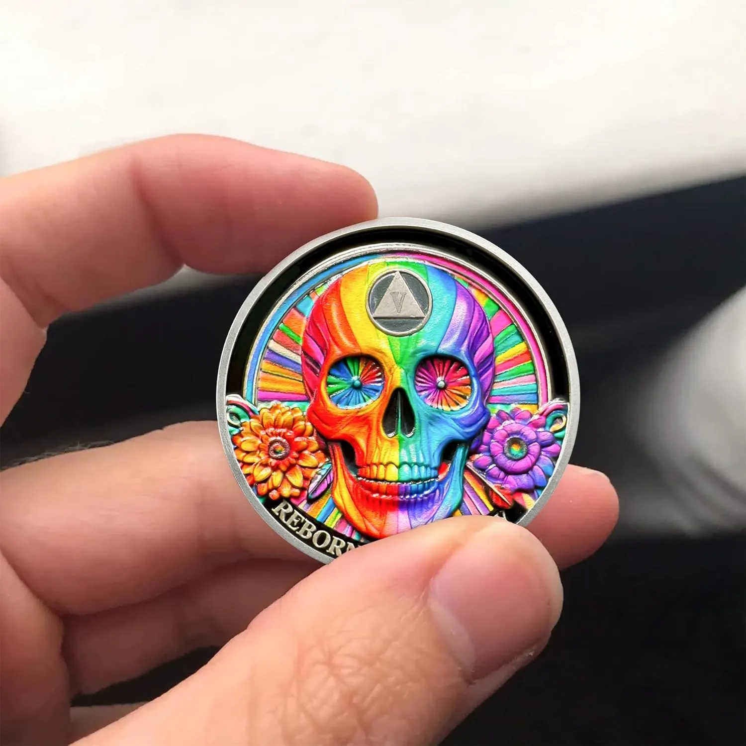 5 Year Sobriety Coin Gifts | Double Flower Black Butterfly AA Coin - HA AA Chip Medallion with Serenity Prayer | Narcotics Alcoholics Anonymous Gifts for Anniversary Year for Men & Women in Recovery