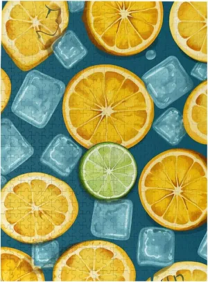 500 Piece Jigsaw Puzzle for Adults Personalized Picture Puzzle Ice Cubes and Lemon Customized Wooden Puzzle for Family, Birthday, Wedding, Game Nights Gifts, 20.4"x15"