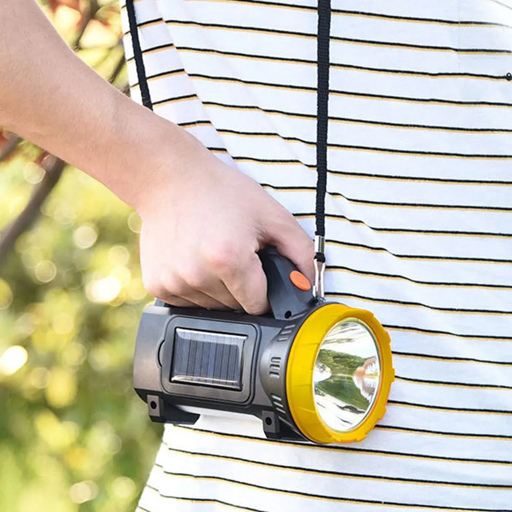 50000LM LED Portable Lantern USB Handheld Spotlight Solar Lantern Flashlight Searchlight With Side Light Waterproof 18650 Outdoor