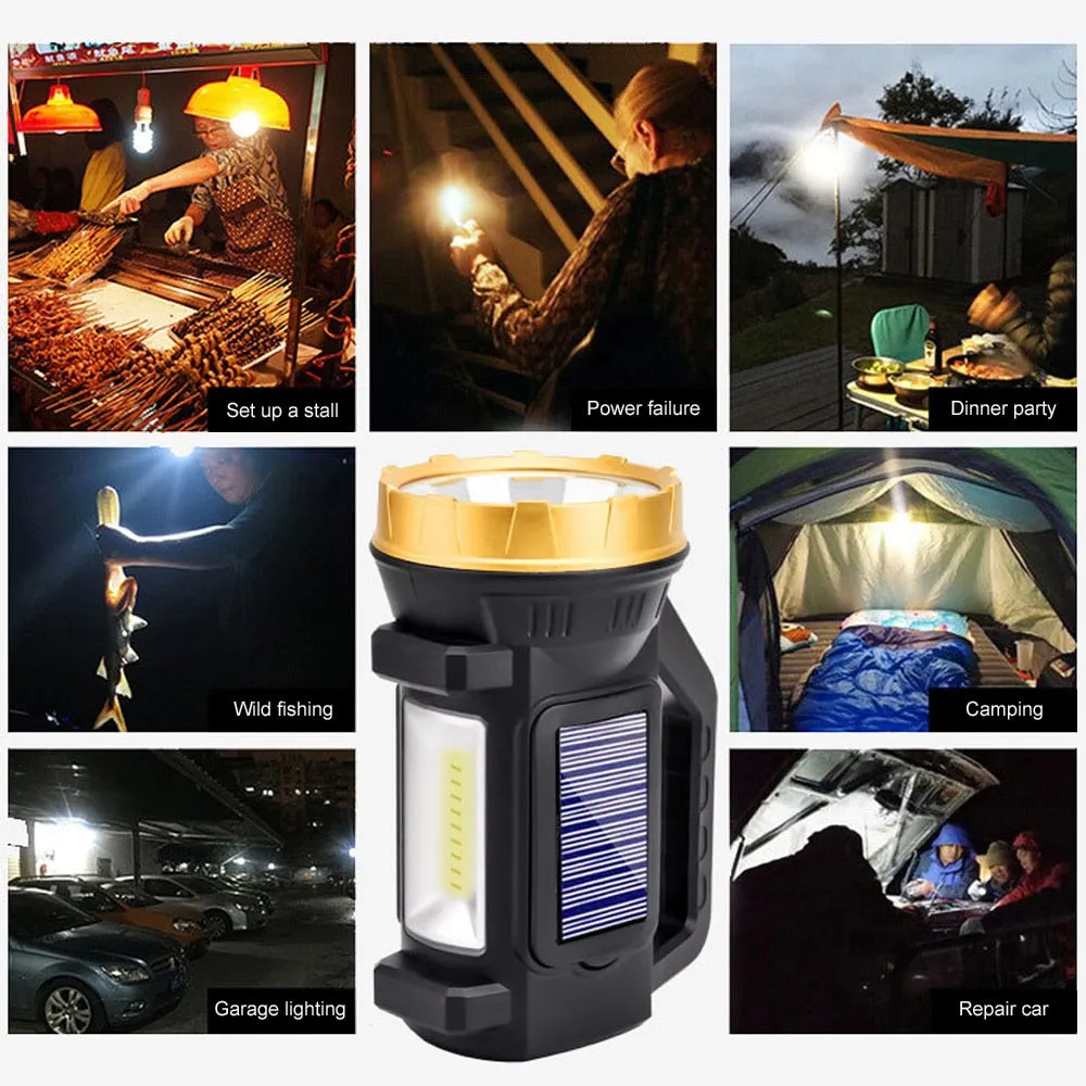 50000LM LED Portable Lantern USB Handheld Spotlight Solar Lantern Flashlight Searchlight With Side Light Waterproof 18650 Outdoor