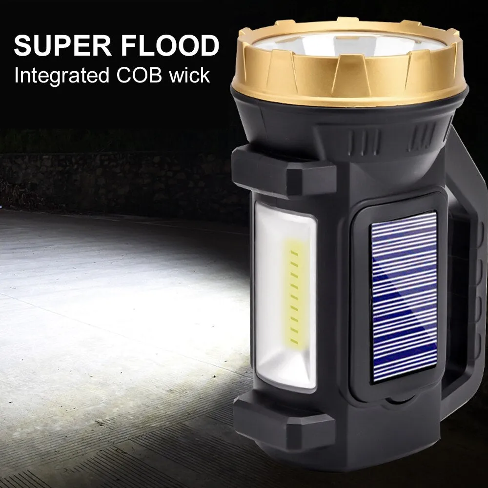 50000LM LED Portable Lantern USB Handheld Spotlight Solar Lantern Flashlight Searchlight With Side Light Waterproof 18650 Outdoor