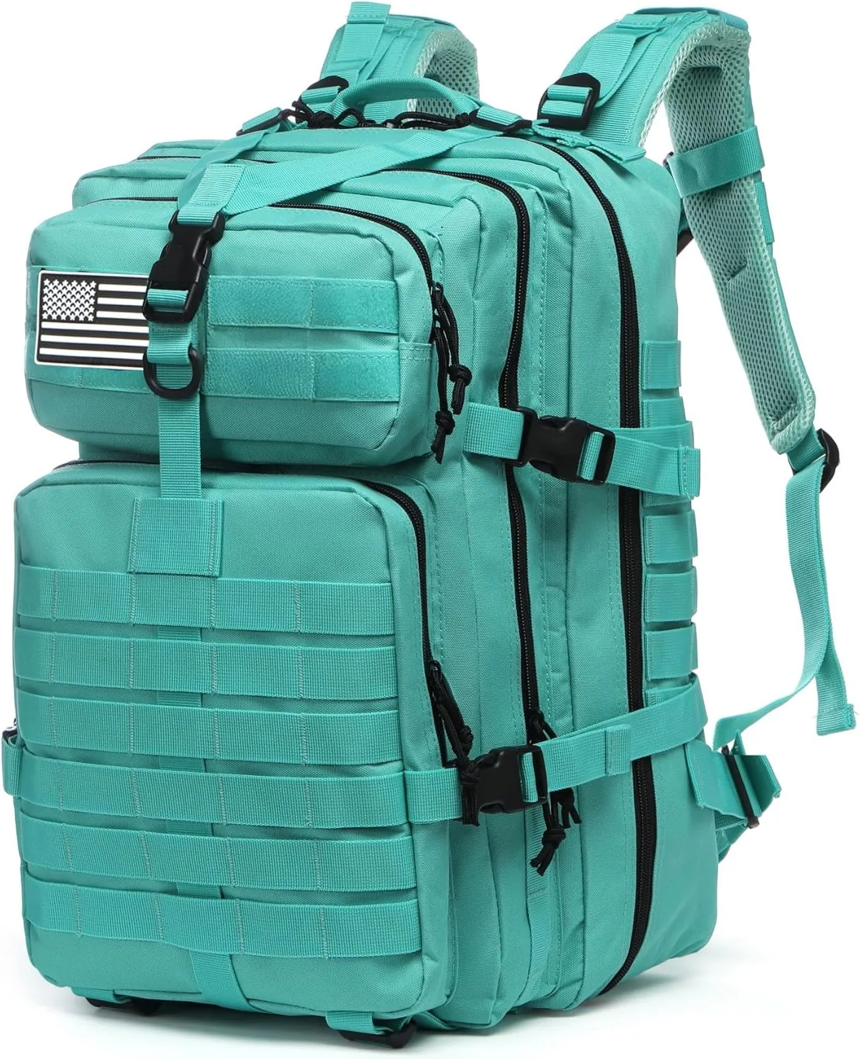 50L Sturdy Nylon Waterproof Fishing Hunting Backpack Outdoor Military Rucksacks Tactical Sports Camping Hiking (Cyan)