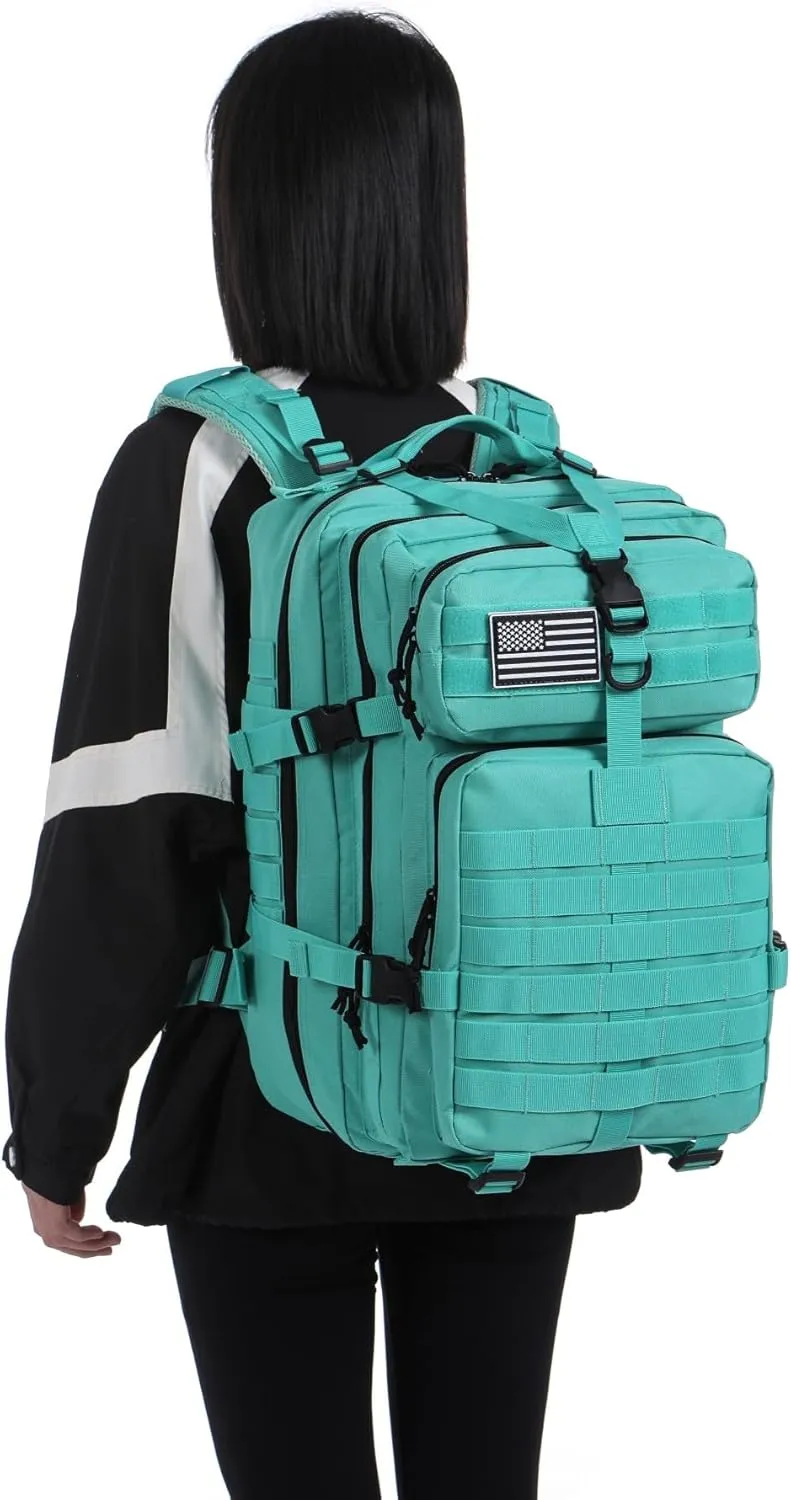 50L Sturdy Nylon Waterproof Fishing Hunting Backpack Outdoor Military Rucksacks Tactical Sports Camping Hiking (Cyan)