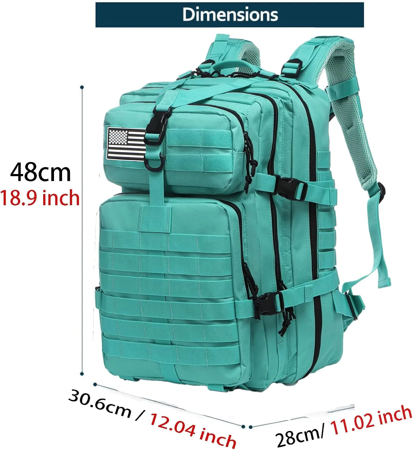 50L Sturdy Nylon Waterproof Fishing Hunting Backpack Outdoor Military Rucksacks Tactical Sports Camping Hiking (Cyan)