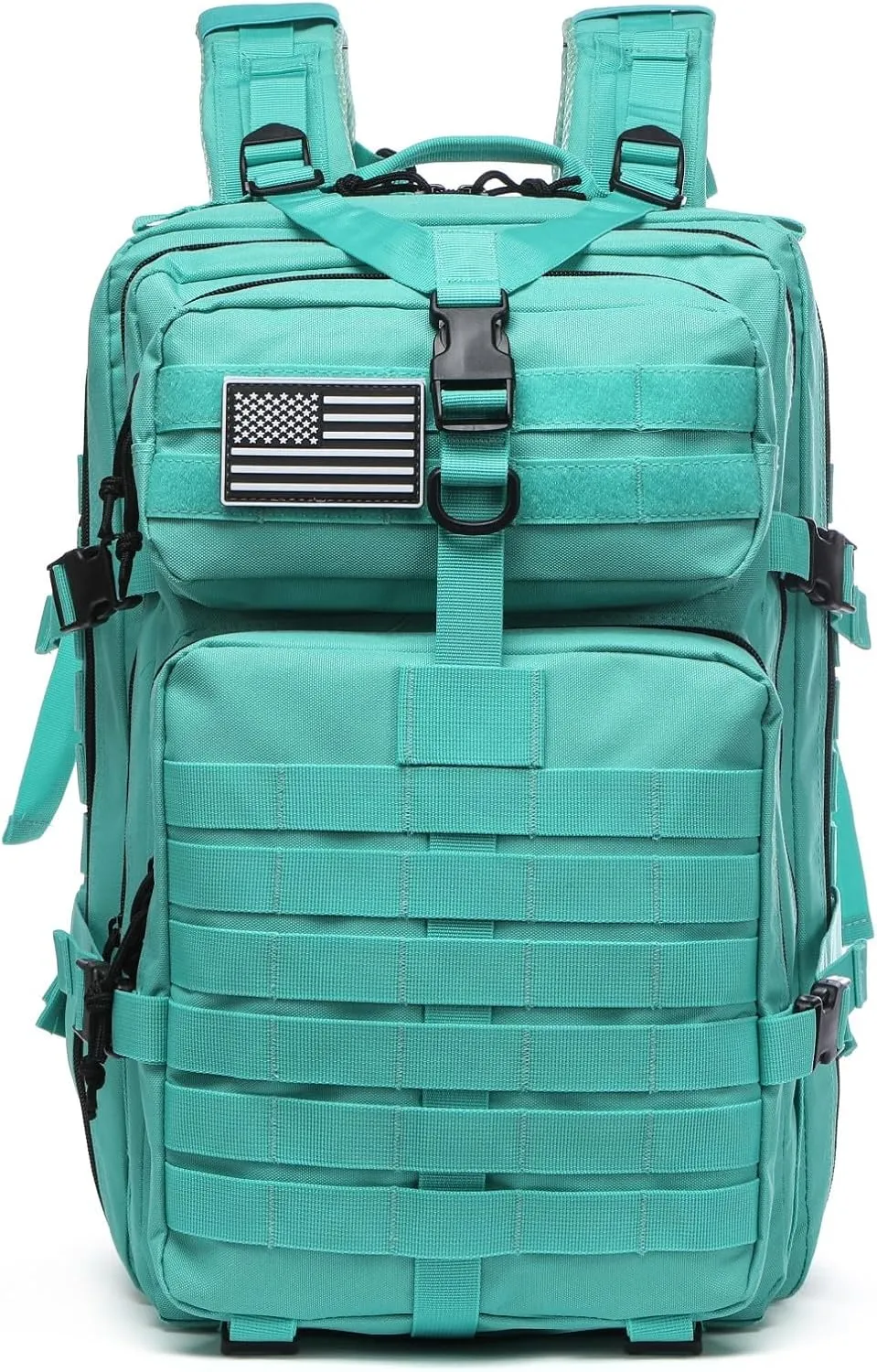 50L Sturdy Nylon Waterproof Fishing Hunting Backpack Outdoor Military Rucksacks Tactical Sports Camping Hiking (Cyan)