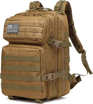 50L Sturdy Waterproof Fishing Hunting Bag Outdoor Military Tactical Sports Fitness Camping Hiking GYM Bag Backpacks (Khaki)