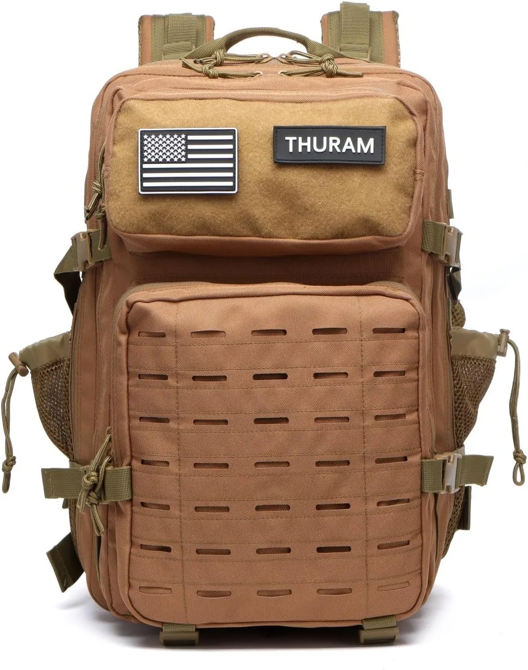 50L Tactical Military Backpack Waterproof Sturdy Bag for Hiking Camping Fishing Gym Backpack with Bottle Holder (Khaki)