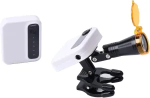 5W LED Headlight with Magnet Clip Portable Binocular Headlamp and 2 Repalcment Batteries for Head Light Brightness Adjust (White)