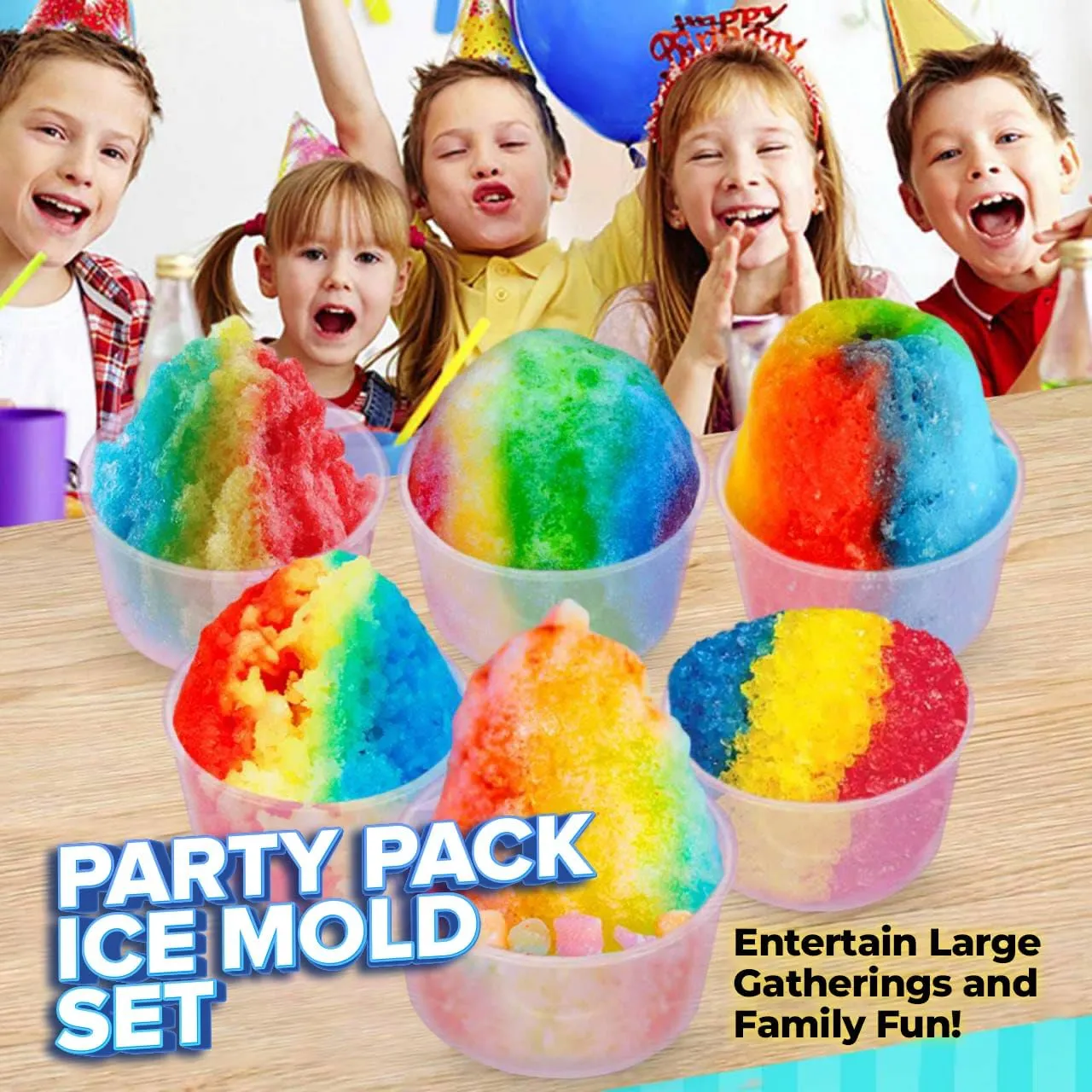 6 Pack Hawaiian Shaved Ice Mold Party Set with Lids, Up Your Game For Much More Snow Cone Treats, BPA-Free Cups Two Bonus Lids, Easy Stackable Freezing, Compatible with S900A, S777 & Others