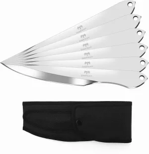 6-Pack Throwing Knives Set, 10.1" Full Tang Stainless Steel, 0.236" Thick, with Protective Nylon Sheaths – Ideal for Recreation & Competition, No Spin Throwing