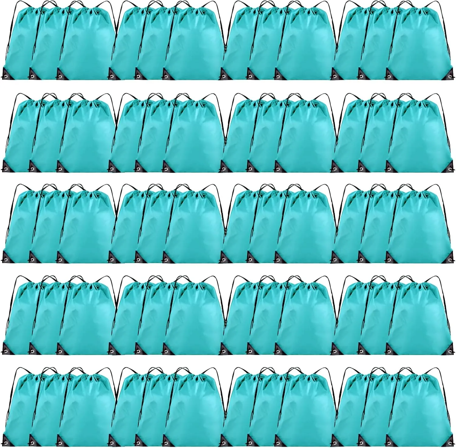 60 Pieces Drawstring Backpack Bulk Cinch Sackpack Ployster Drawstring Bags for Gym Party Trip(Aqua)