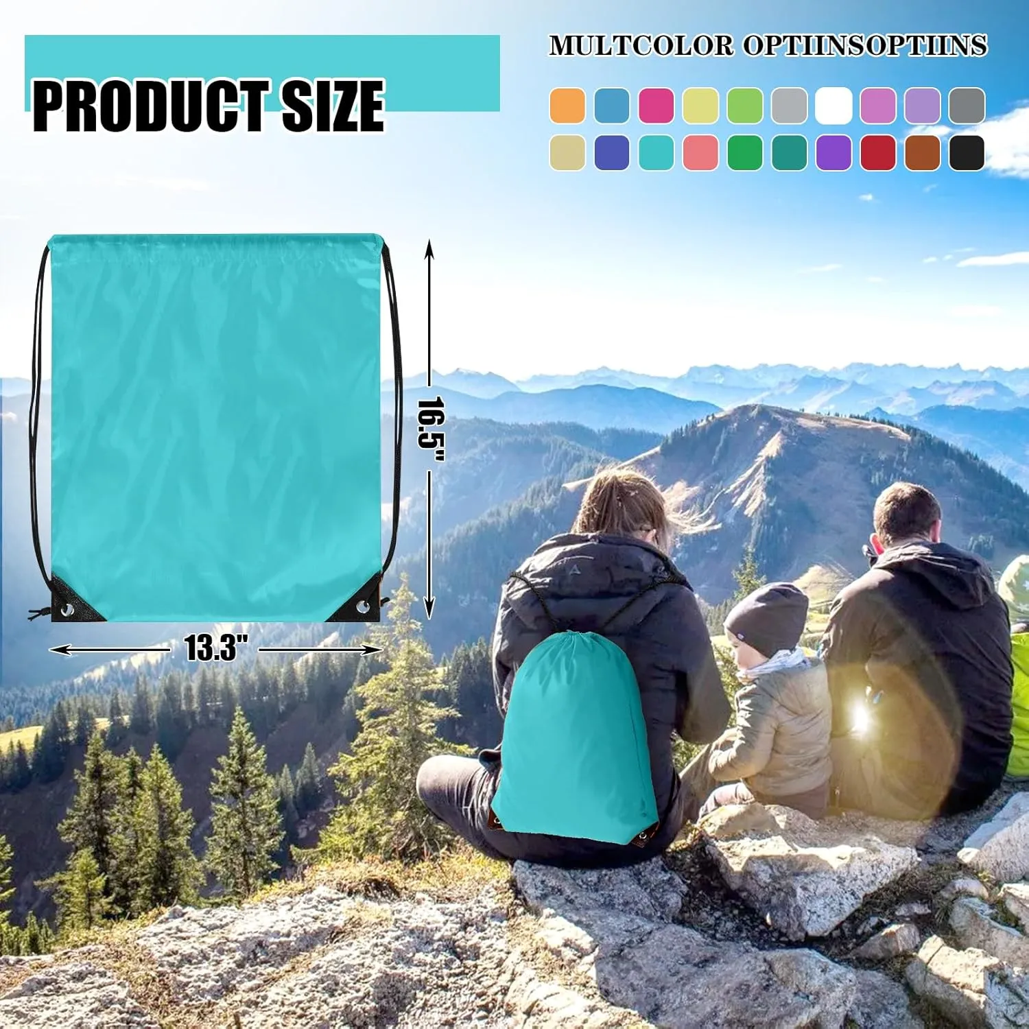60 Pieces Drawstring Backpack Bulk Cinch Sackpack Ployster Drawstring Bags for Gym Party Trip(Aqua)