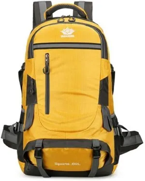 60L Large Camping Backpack,Lightweight Hiking Trekking For Men Women Outdoors Large Capacity Mountaineering Bag(Yellow)