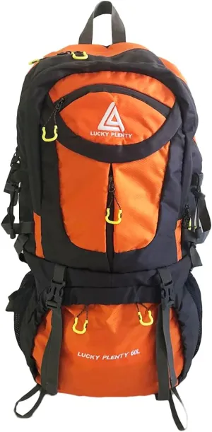 60L Waterproof Hiking Camping Backpack (Orange)