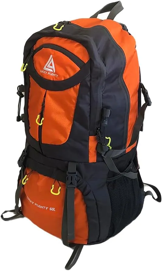 60L Waterproof Hiking Camping Backpack (Orange)