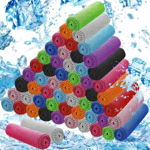 60Pack Cooling Towels for Neck and Face (40"x12"), Ice Microfiber Cooling Towels Bulk for Workout Cooling Neck Wraps Sweat Towels for Gym Yoga Golf Running Sport