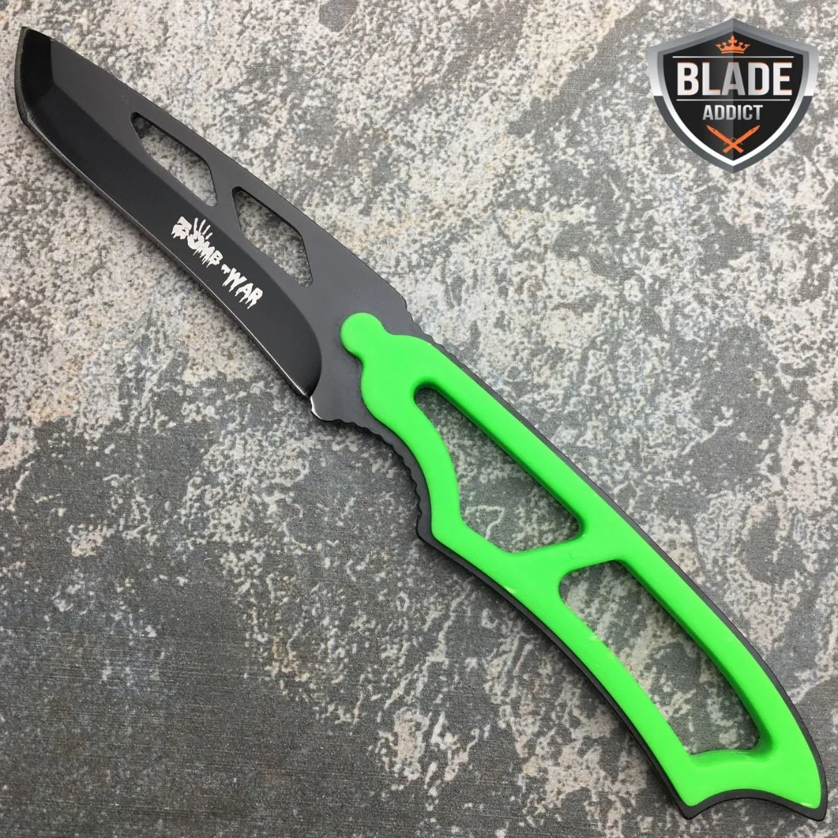 6.5" Zombie Tactical Skinner Spear Blade Neck Knife w/ Sheath & Whistle Camping