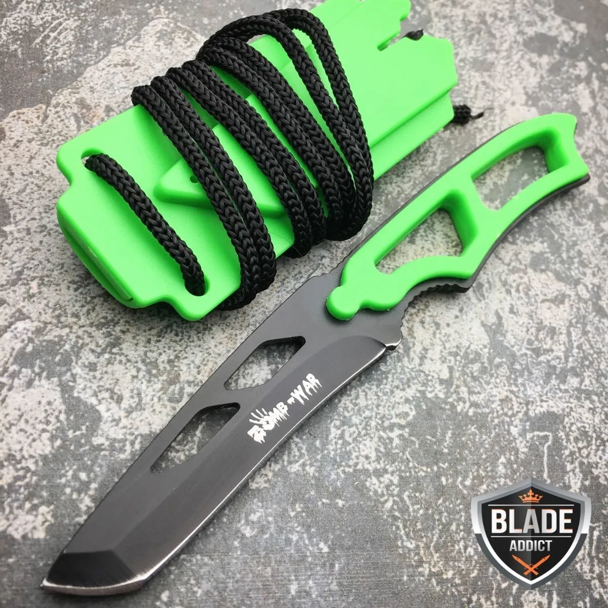 6.5" Zombie Tactical Skinner Spear Blade Neck Knife w/ Sheath & Whistle Camping