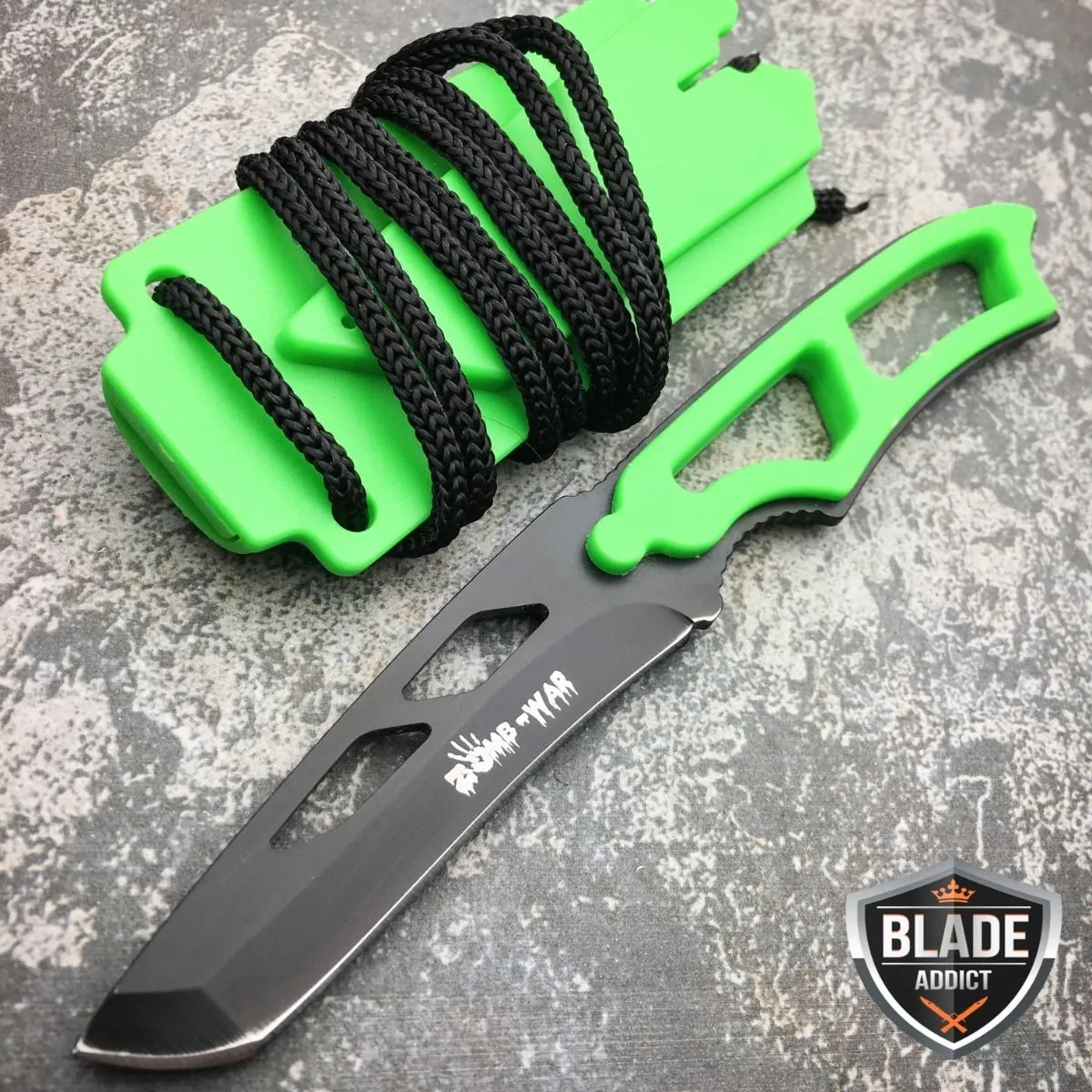 6.5" Zombie Tactical Skinner Spear Blade Neck Knife w/ Sheath & Whistle Camping
