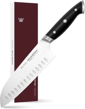 7 Inch Santoku Knife – Japanese Chef Knife with Forged German Steel, Ultra Sharp Full Tang Blade, Ergonomic Handle, Vegetable & Meat Cutting Knife, Gift for Home Cooks