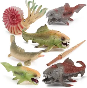 7 PCS Ancient Creatures Fish Animal Model Figures Dunkleosteus Nautiloidea Figurines Party Favors Cake Toppers Decoration Educational Toys for 5 6 7 8 Years Old Boys Girls Kid Toddlers