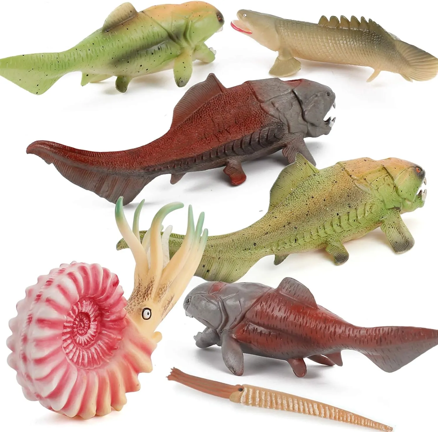 7 PCS Ancient Creatures Fish Animal Model Figures Dunkleosteus Nautiloidea Figurines Party Favors Cake Toppers Decoration Educational Toys for 5 6 7 8 Years Old Boys Girls Kid Toddlers