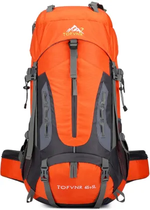 70L Large Camping Hiking Backpack, Lightweight Nylon Trekking Rucksack,For Men Women Outdoor Large Capacity Sports Mountaineering Backpack Climbing Travel Waterproof Daypack, Orange