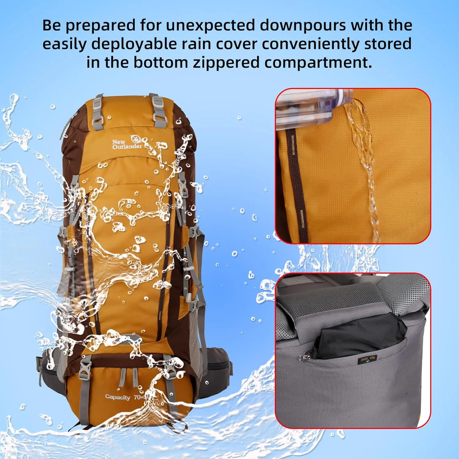 75L Internal Frame Hiking Backpack Mountain Climbing Camping Backpack Travel Daypack with Rain Cover for Men & Women