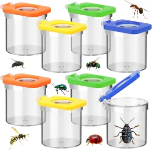 8 Pack Bug Viewer for Kids with Tweezers Magnifying Box Observation Kit Container Cage Jar for Science Nature Exploration Collecting Kit