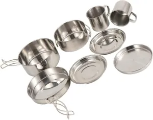 8 Pcs Backpacking Camping Cookware Picnic Cooking Cook Set Pots Outdoor Tableware